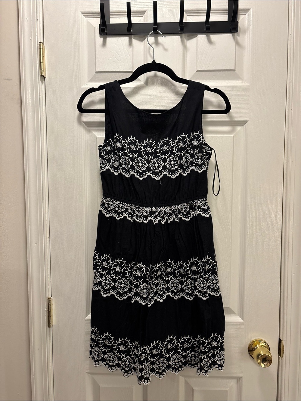 Atmosphere Black Dress with White Floral Lace Trim